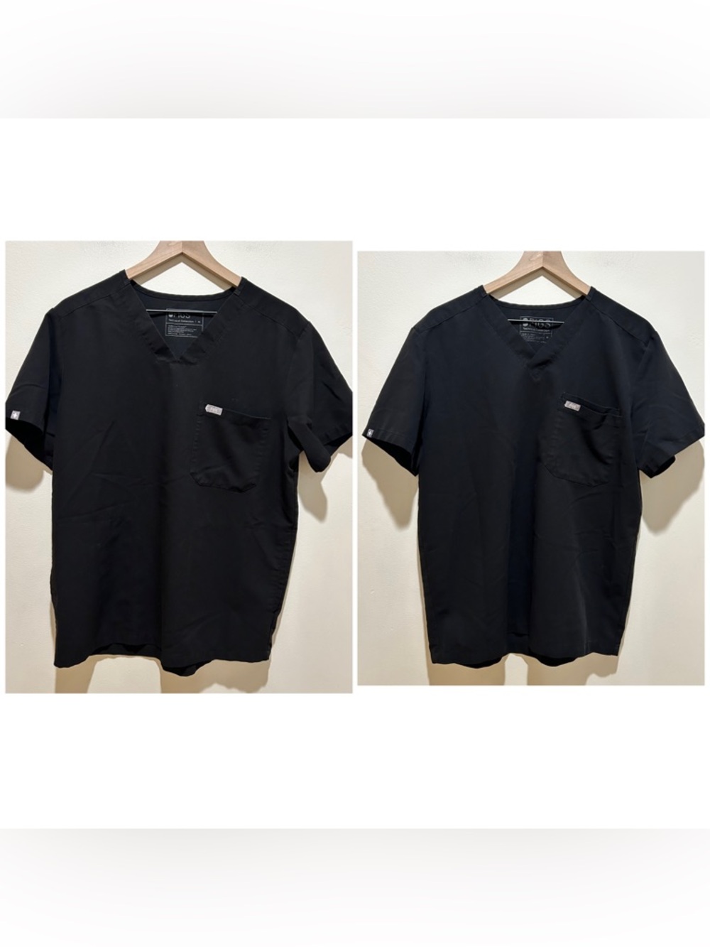 Figs Technical Collection Bundle of 2 Black Short Sleeve Scrubs Shirts - Medium